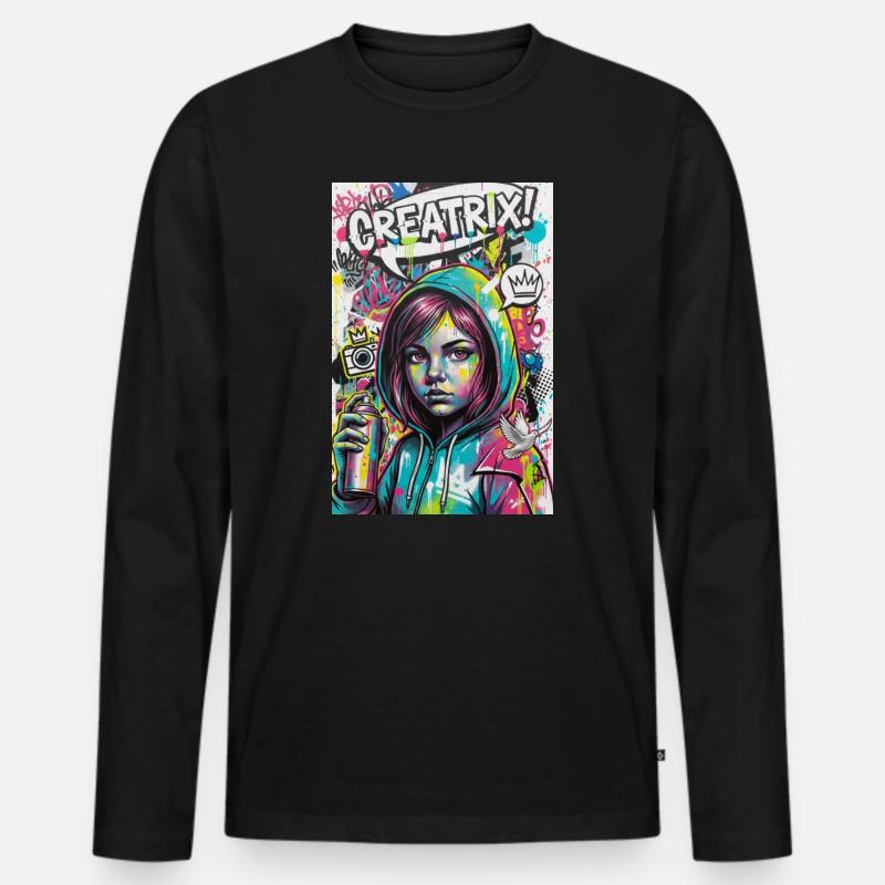 Farbexplosion Graffiti Heldin - Männer Premium Bio Langarmshirt - Schwarz