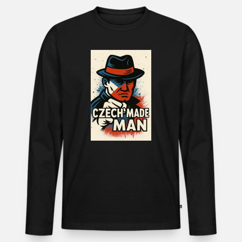 Tschechischer Mann - Männer Premium Bio Langarmshirt - Schwarz