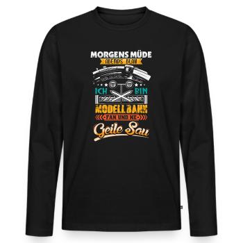 Model Railway Model Railway - Men's Premium Organic Long Sleeve Shirt - black - Front - Nico (187cm)