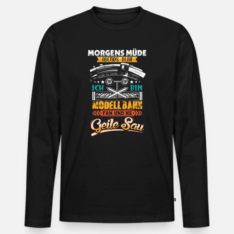 Modellbahn Modelleisenbahn Eisenbahn - Männer Premium Bio Langarmshirt - Schwarz
