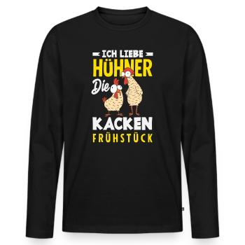 I love chickens – they poop breakfast - Men's Premium Organic Long Sleeve Shirt - black - Front - Nico (187cm)