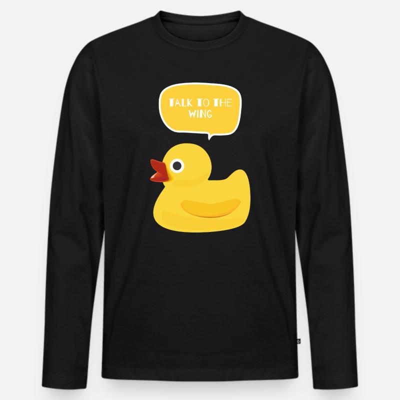 Sprecht mit dem Wing Duck Design - Männer Premium Bio Langarmshirt - Schwarz