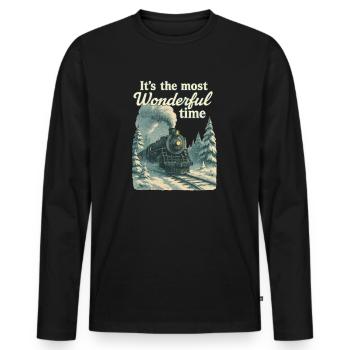 Weihnachten Polarexpress - Männer Premium Bio Langarmshirt - Schwarz - Vorne - Nico (187cm)