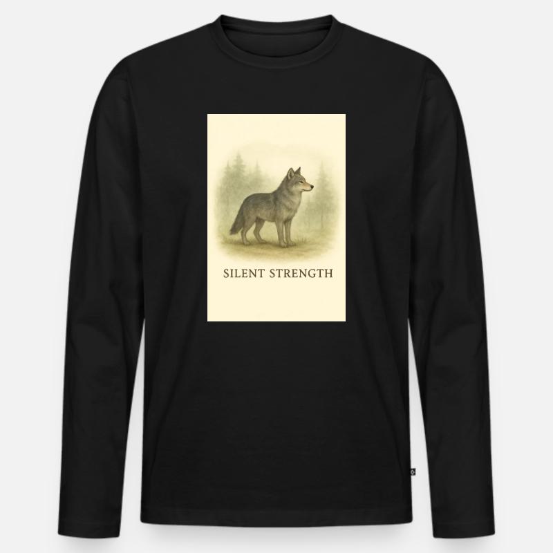 Stiller Machtwolf - Männer Premium Bio Langarmshirt - Schwarz