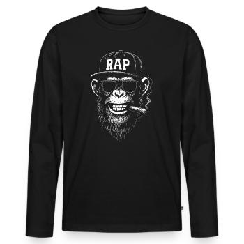 Rap Monkey Streetwear Cap - Men's Premium Organic Long Sleeve Shirt - black - Front - Nico (187cm)