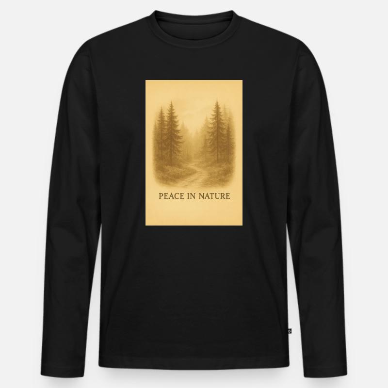 Ruhe im Waldweg - Männer Premium Bio Langarmshirt - Schwarz