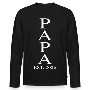 Papa 2026 - T-shirt manches longues Premium bio Homme - noir - Devant - Nico (187cm)
