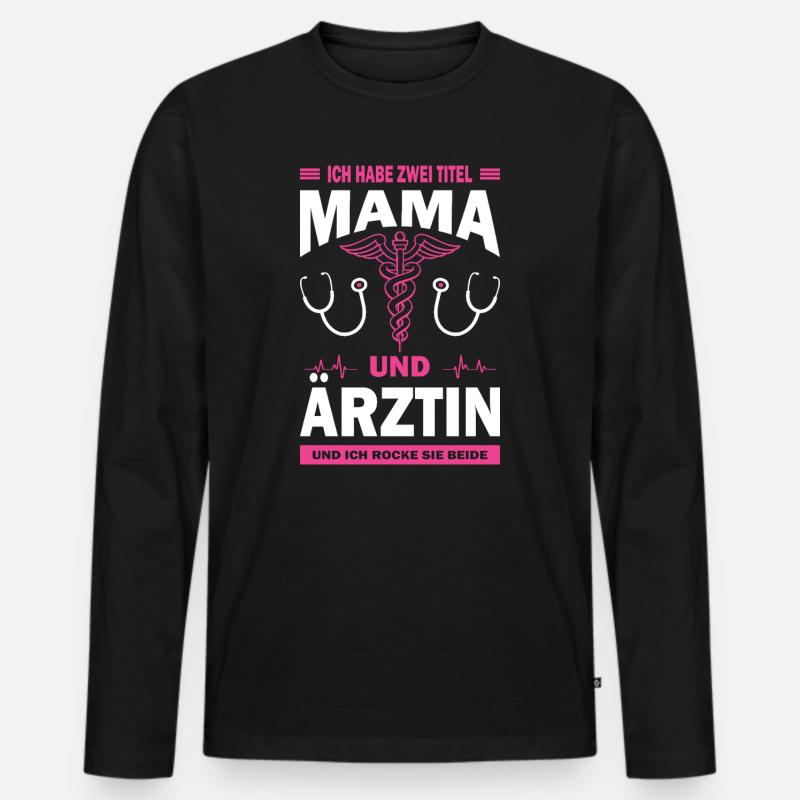 Mama und Ärztin - Männer Premium Bio Langarmshirt - Schwarz