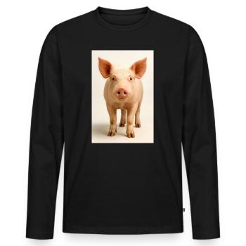 Cochon pastel - T-shirt manches longues Premium bio Homme - noir - Devant - Nico (187cm)