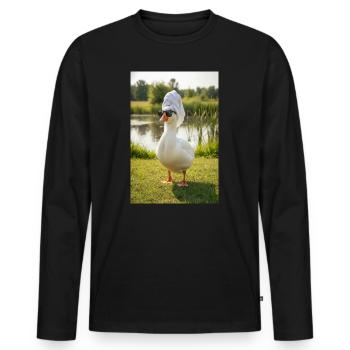 Spa-Ente mit Sonnenbrille - Männer Premium Bio Langarmshirt - Schwarz - Vorne - Nico (187cm)