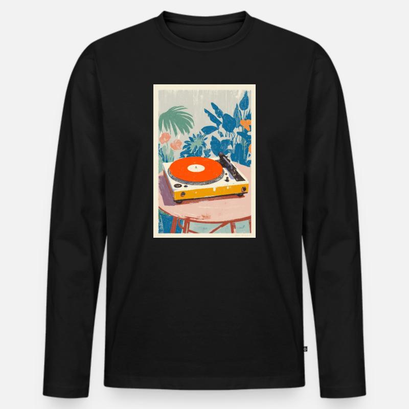 Tropische Drehtisch-Vibe - Männer Premium Bio Langarmshirt - Schwarz