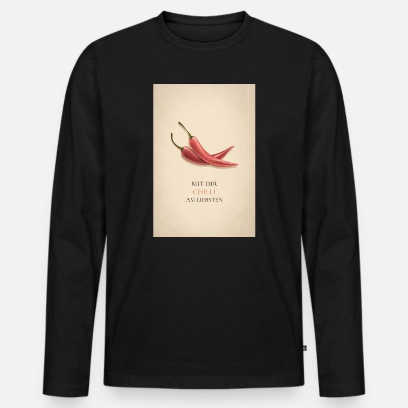 Mit dir Chilli am liebsten - Männer Premium Bio Langarmshirt - Schwarz