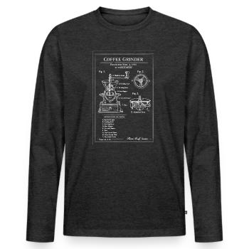 Vintage Kaffeemühle-Bauplan - Männer Premium Bio Langarmshirt - Anthrazit meliert - Vorne - Nico (187cm)