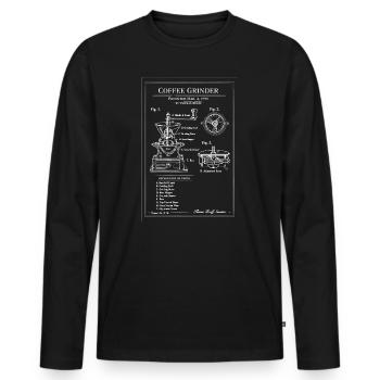 Vintage Coffee Grinder Blueprint - Men's Premium Organic Long Sleeve Shirt - black - Front - Nico (187cm)