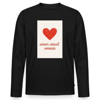 L’amour triomphe : Amor Vincit Omnia - T-shirt manches longues Premium bio Homme - noir - Devant - Nico (187cm)