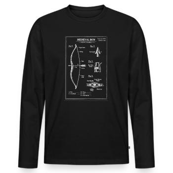 Mittelalterliche Bogenzeichnung - Männer Premium Bio Langarmshirt - Schwarz - Vorne - Nico (187cm)