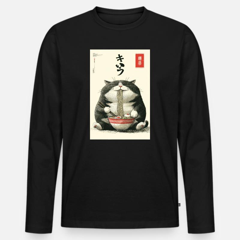 Neko-Nudelfest - Männer Premium Bio Langarmshirt - Schwarz