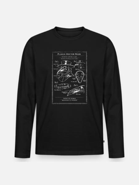 Plague Doctor Mask Blueprint - Men's Premium Organic Long Sleeve Shirt - black