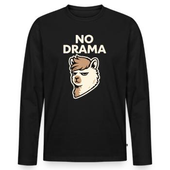 NO DRAMA Alpaga – Déclaration Cool Streetwear - T-shirt manches longues Premium bio Homme - noir - Devant - Nico (187cm)