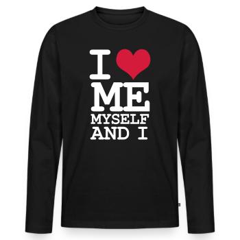I Love Me Myself and I - Humor - White - Men's Premium Organic Long Sleeve Shirt - black - Front - Nico (187cm)