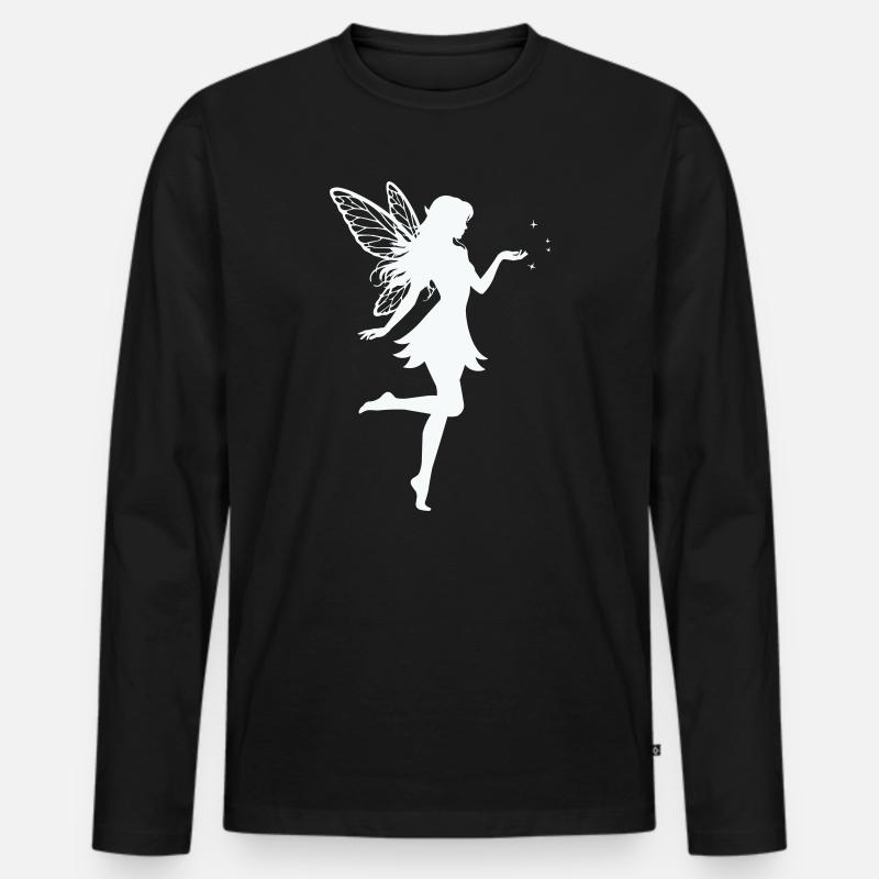 Fee Elfe  - Männer Premium Bio Langarmshirt - Schwarz