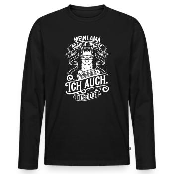 My llama needs an update - Men's Premium Organic Long Sleeve Shirt - black - Front - Nico (187cm)