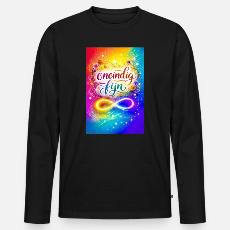 Unendlich feines farbenfrohes Design - Männer Premium Bio Langarmshirt - Schwarz
