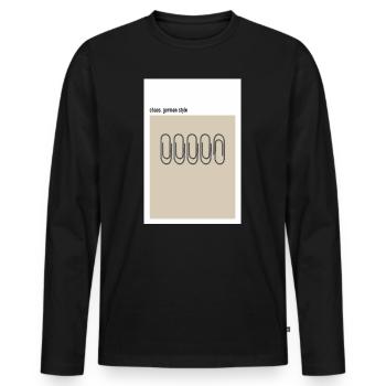 Chaos – German Style Paper Clips Beige - Men's Premium Organic Long Sleeve Shirt - black - Front - Nico (187cm)