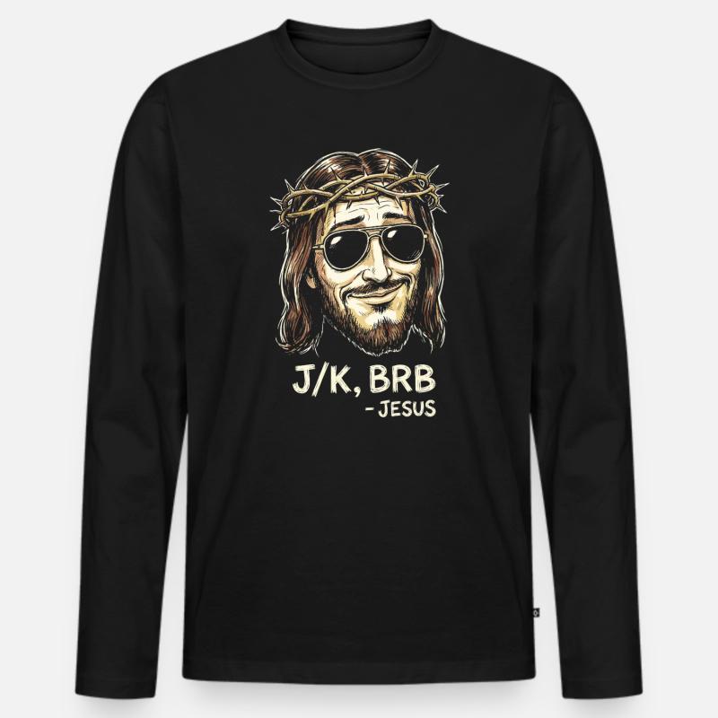 BRB Jesus mit Sonnenbrille - Männer Premium Bio Langarmshirt - Schwarz