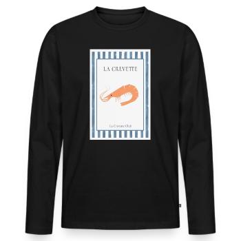 La Crevette French Shrimp Poster - Men's Premium Organic Long Sleeve Shirt - black - Front - Nico (187cm)