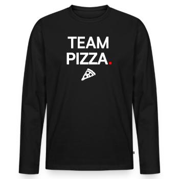 TEAM PIZZA | Gourmet-Humor - Männer Premium Bio Langarmshirt - Schwarz - Vorne - Nico (187cm)