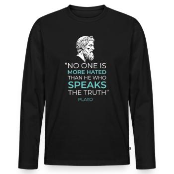 Greek Philosophy Plato Quote Truth - Men's Premium Organic Long Sleeve Shirt - black - Front - Nico (187cm)