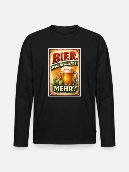 Bier, was braucht's Mehr? - Männer Premium Bio Langarmshirt - Schwarz