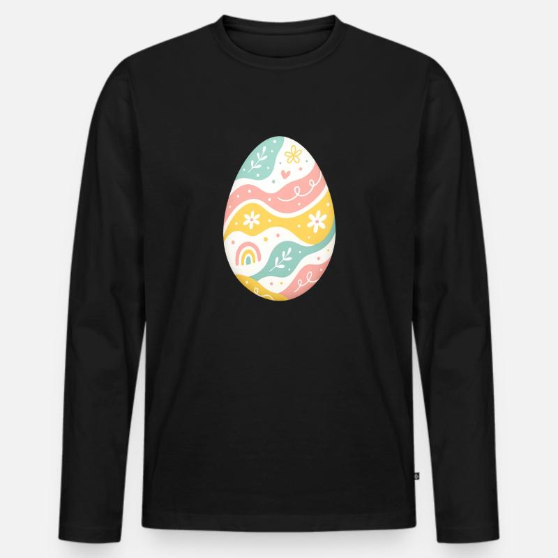 Pastel Easter Egg Pattern - Men's Premium Organic Long Sleeve Shirt - black