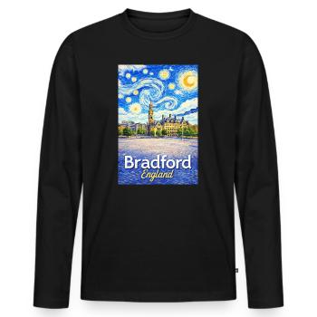 Bradford Angleterre Tourbillon - T-shirt manches longues Premium bio Homme - noir - Devant - Nico (187cm)