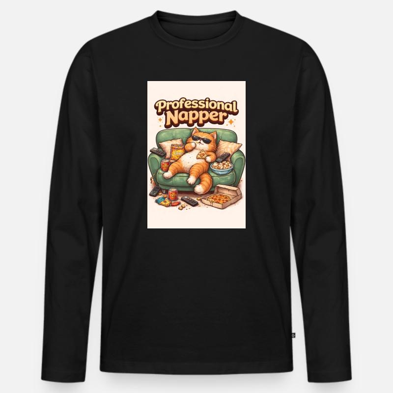Professionelles Nickerchen - Männer Premium Bio Langarmshirt - Schwarz