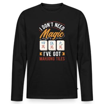 It's Mahjong Time - Men's Premium Organic Long Sleeve Shirt - black - Front - Nico (187cm)