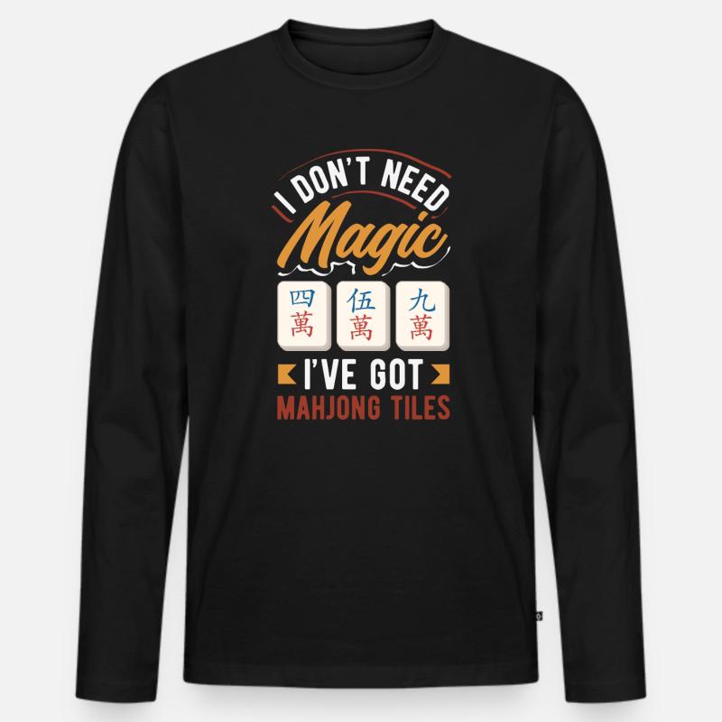 Es Ist Mahjong-zeit - Männer Premium Bio Langarmshirt - Schwarz