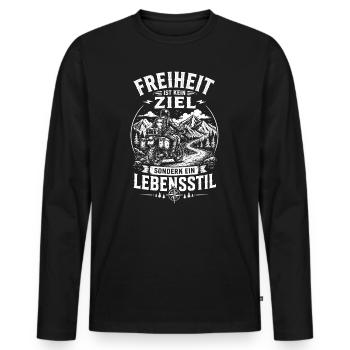Freiheit ist ein Lebensstil Motorrad - Männer Premium Bio Langarmshirt - Schwarz - Vorne - Nico (187cm)