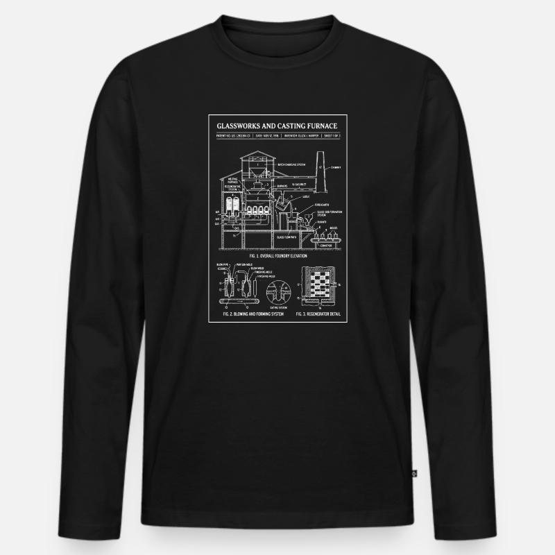 Glaswerk-Bauplan - Männer Premium Bio Langarmshirt - Schwarz