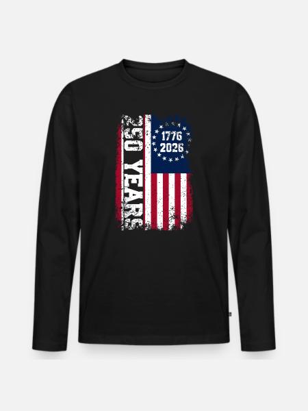 USA Flag Rust Style 1776–2026 - Men's Premium Organic Long Sleeve Shirt - black