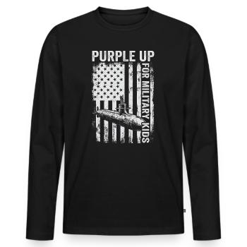Purple for Military Kids (Subcategory Military Kid) - Men's Premium Organic Long Sleeve Shirt - black - Front - Nico (187cm)