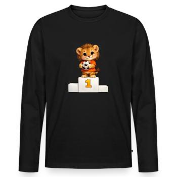 Baby Lion hat gewonnen - Männer Premium Bio Langarmshirt - Schwarz - Vorne - Nico (187cm)