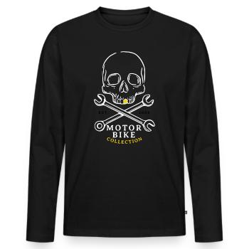 Schädel & Schrauben Motorrad Kollektion - Männer Premium Bio Langarmshirt - Schwarz - Vorne - Nico (187cm)