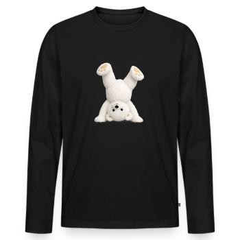 Teddybär Kopfstand  - Männer Premium Bio Langarmshirt - Schwarz - Vorne - Nico (187cm)