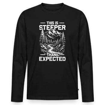 Steeper than i expected Wandern Berge Bergsteigen - Männer Premium Bio Langarmshirt - Schwarz - Vorne - Nico (187cm)