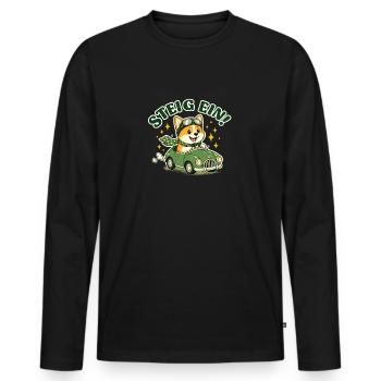 Montez à bord ! Corgi dans la voiture - T-shirt manches longues Premium bio Homme - noir - Devant - Nico (187cm)
