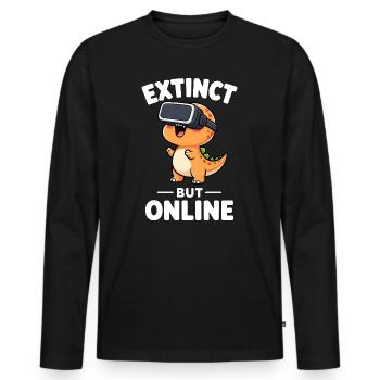 Dino T-Rex Virtual Reality Gamer Spruch - Männer Premium Bio Langarmshirt - Schwarz - Vorne - Nico (187cm)