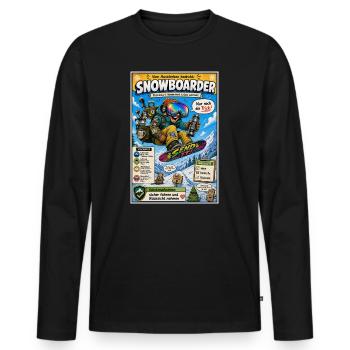 Der Snowboarder – nur noch ein Trick - Männer Premium Bio Langarmshirt - Schwarz - Vorne - Nico (187cm)