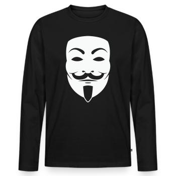 Anonymus_Maske - Männer Premium Bio Langarmshirt - Schwarz - Vorne - Nico (187cm)